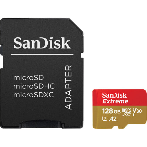 SanDisk Extreme UHS-I microSDXC Memory Card with SD Adapter 128GB