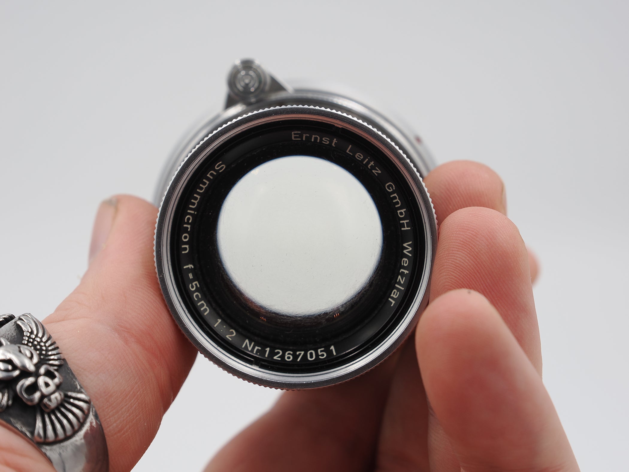 Used Leica Leitz Wetzlar Summicron f5cm f2 #127051 (cleaning marks on lens) #6656